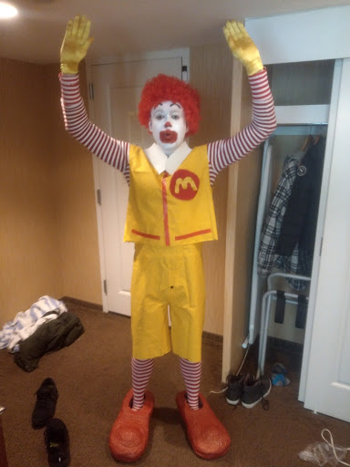 ronald mcdonald costume standing